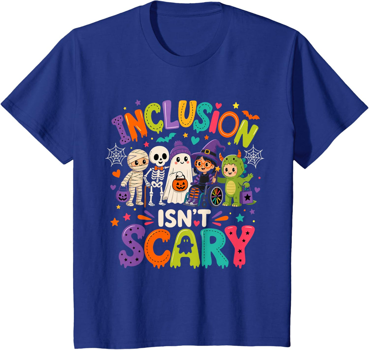 Inclusion Isn't Scary SLP SPED Teacher Halloween Ghost T-Shirt - Royal Blue