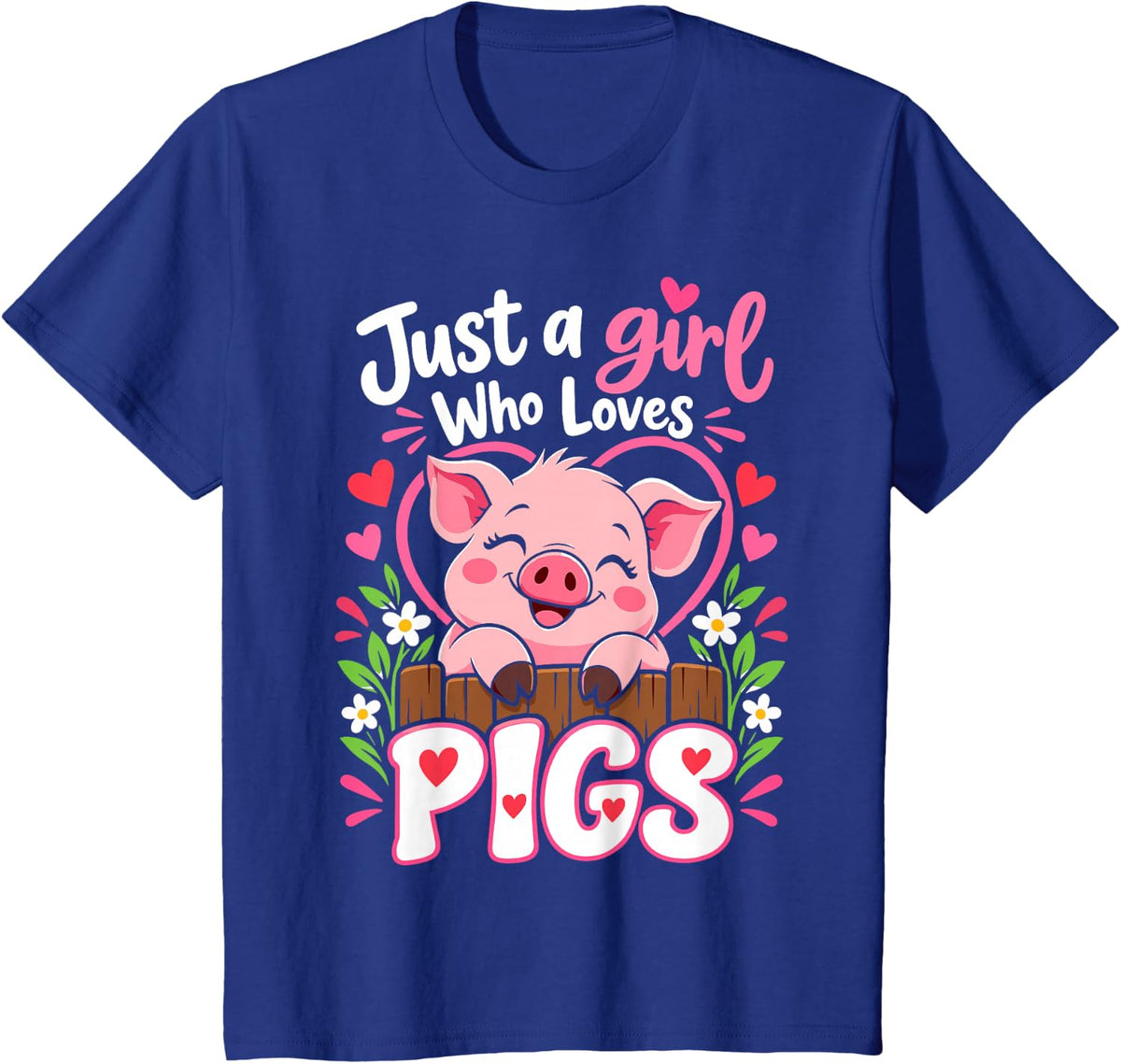 Just A Girl Who Loves Pigs Cute Pig Lover T-Shirt - Royal Blue