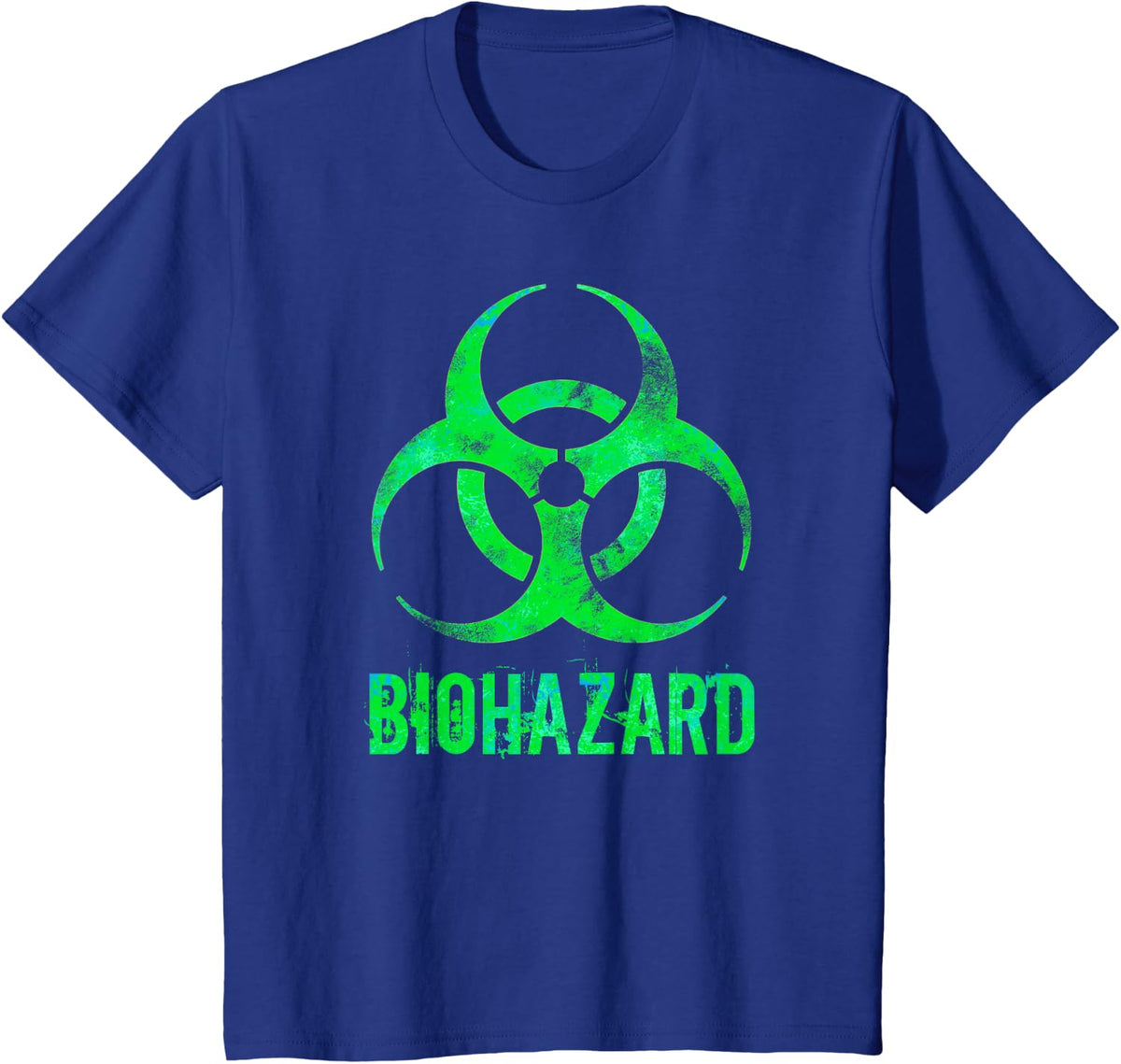 Biohazard Distressed Biology Science Teacher Gift T-Shirt - Royal Blue