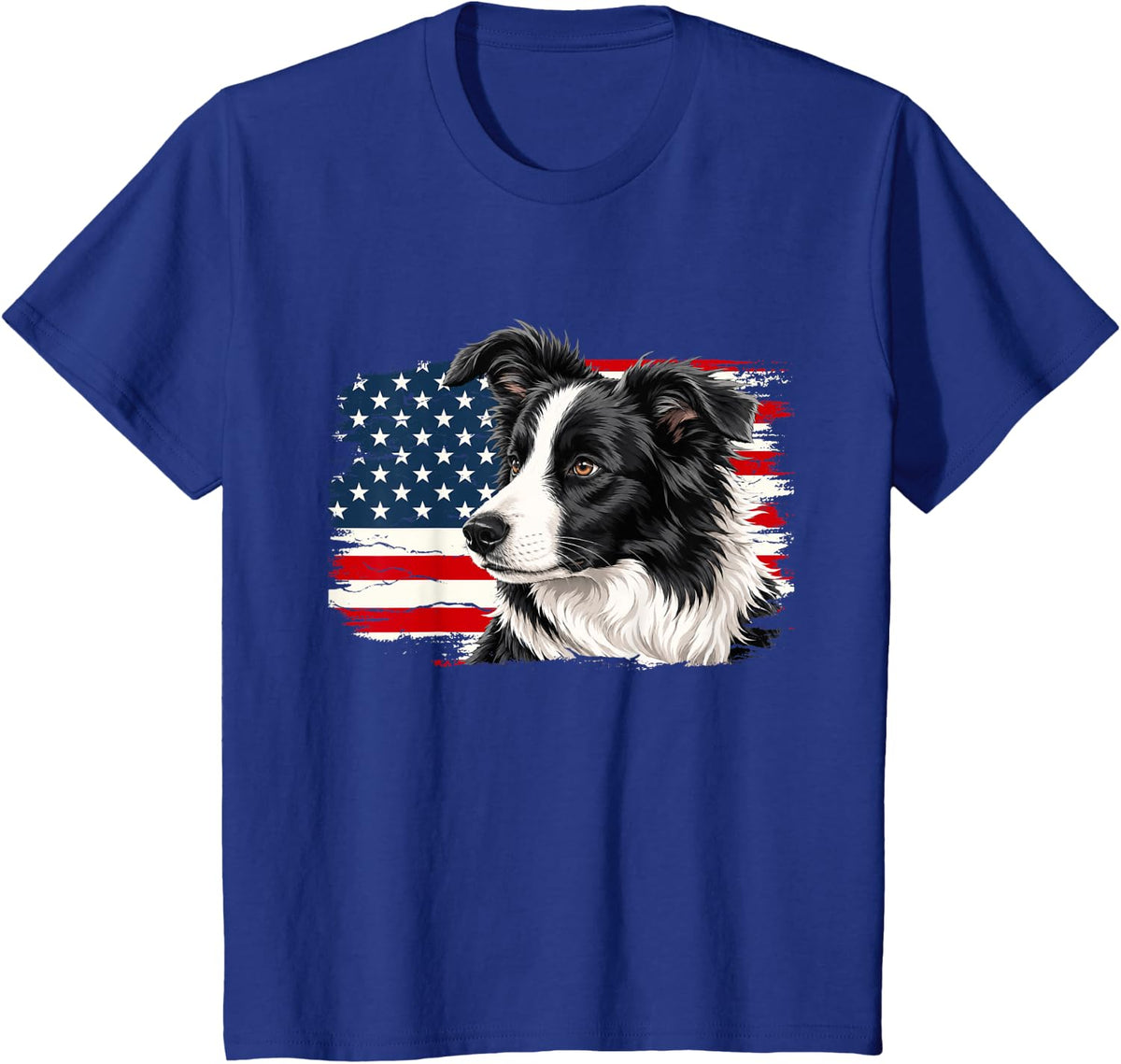 Patriotic Border Collie US Flag - Sheepdog Dog Dad Dog Mom T-Shirt - Royal Blue