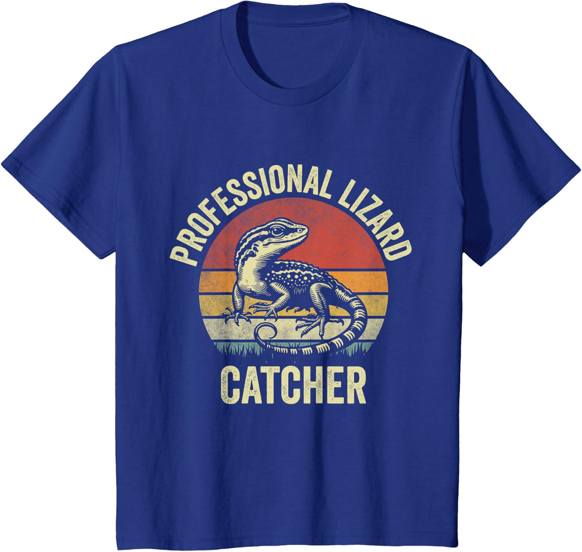 Professional Lizard Catcher Funny Retro Gecko Lizard Hunter T-Shirt Tee for Reptile Lovers - Royal Blue