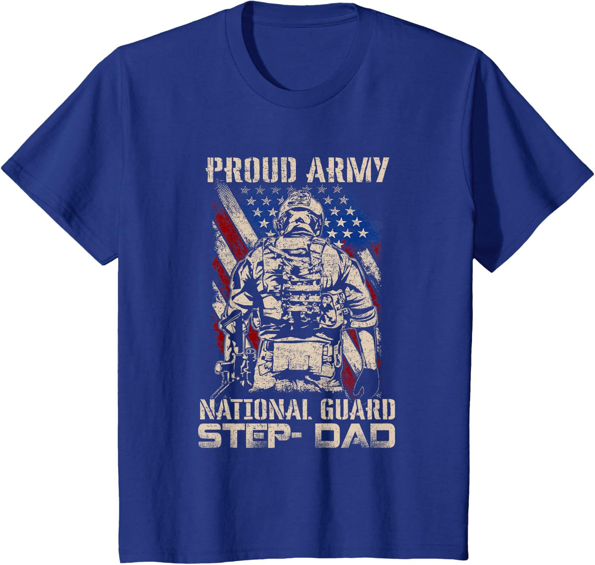 Proud Army National Guard Step-Dad Shirt Veterans Day T-Shirt - Royal Blue