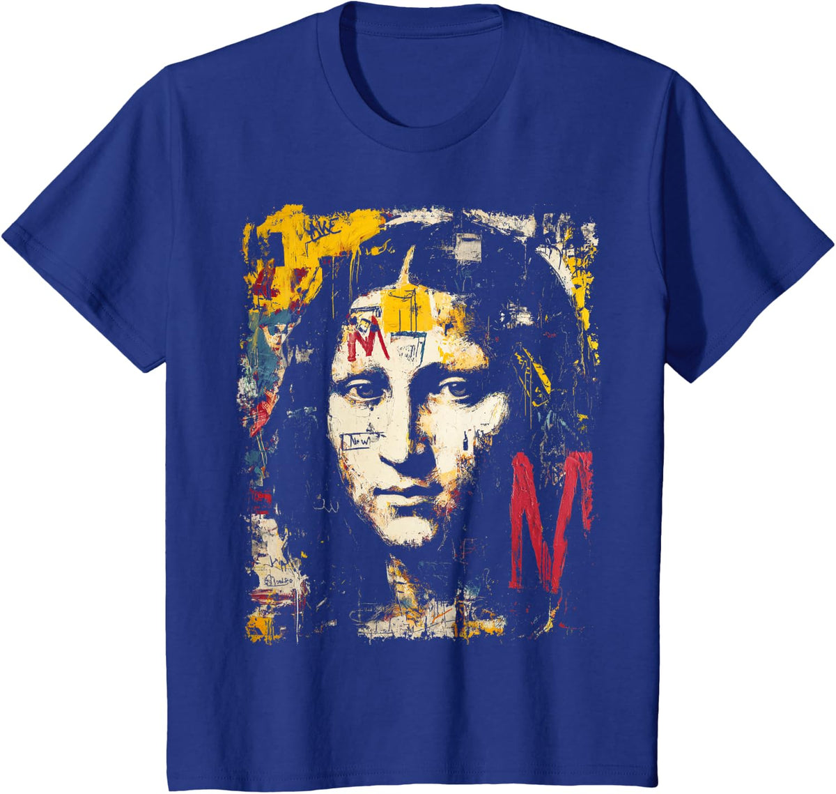 Pop Art Style Women's 80's Graffiti Graphic Designer T-Shirt - Royal Blue