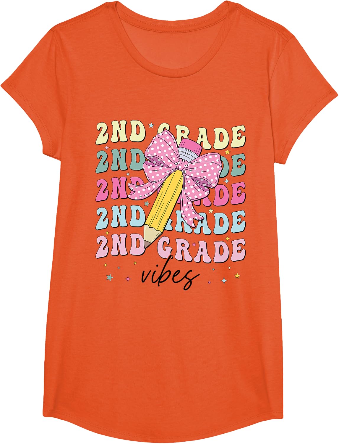 2nd Grade Girls Shirt Coquette Bow Second Grade Tee Back To School T-Shirt - Girls Orange