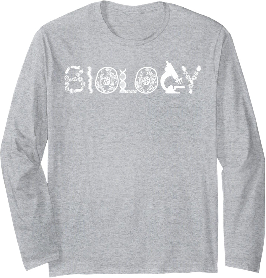 Retro Biology Teacher Student Science Biologist Long Sleeve T-Shirt - Adult Unisex Heather Grey