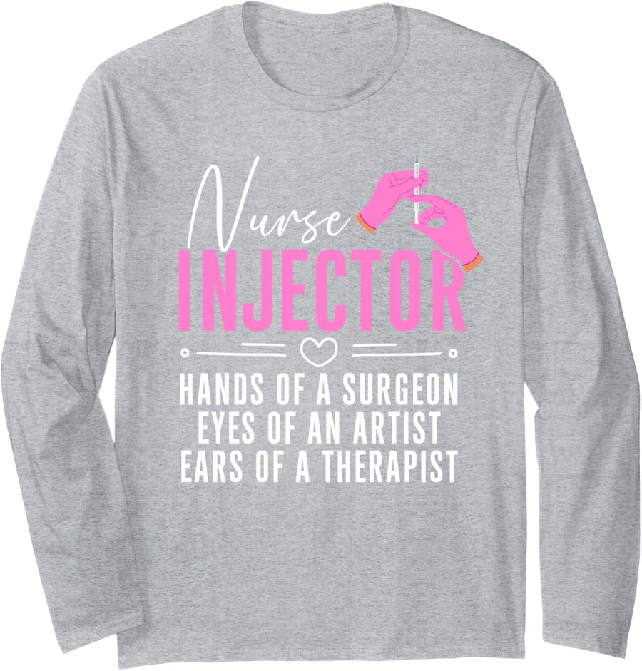 Nurse Injector Definition Aesthetic Nurse Injector Long Sleeve T-Shirt - Adult Unisex Heather Grey