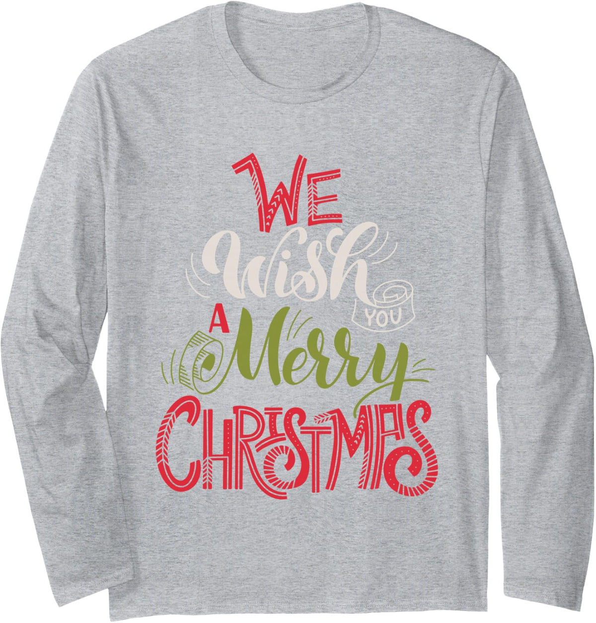 We Wish You a Merry Christmas Cute Xmas Pajama Family Group. Long Sleeve T-Shirt - Adult Unisex Heather Grey