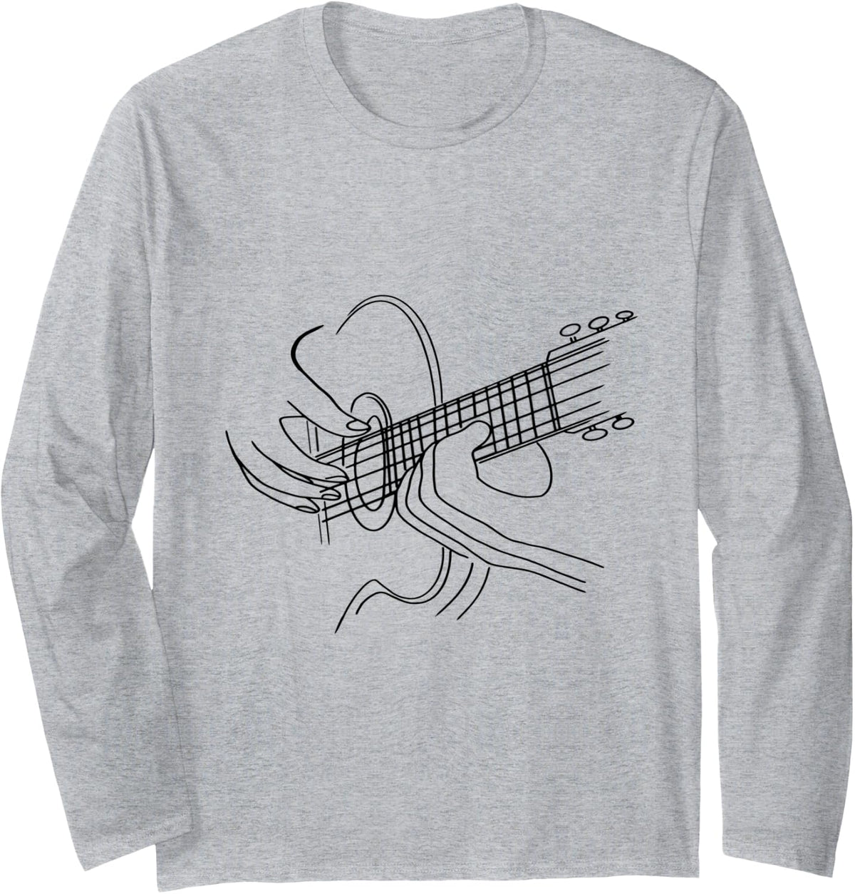 Acoustic Guitar Guitar Player Long Sleeve T-Shirt - Adult Unisex Heather Grey