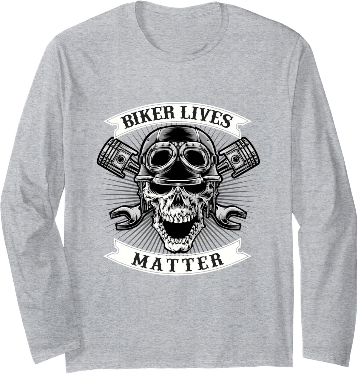 Biker Lives Matter - Biker Motorcycle Motorcycling Long Sleeve T-Shirt - Adult Unisex Heather Grey