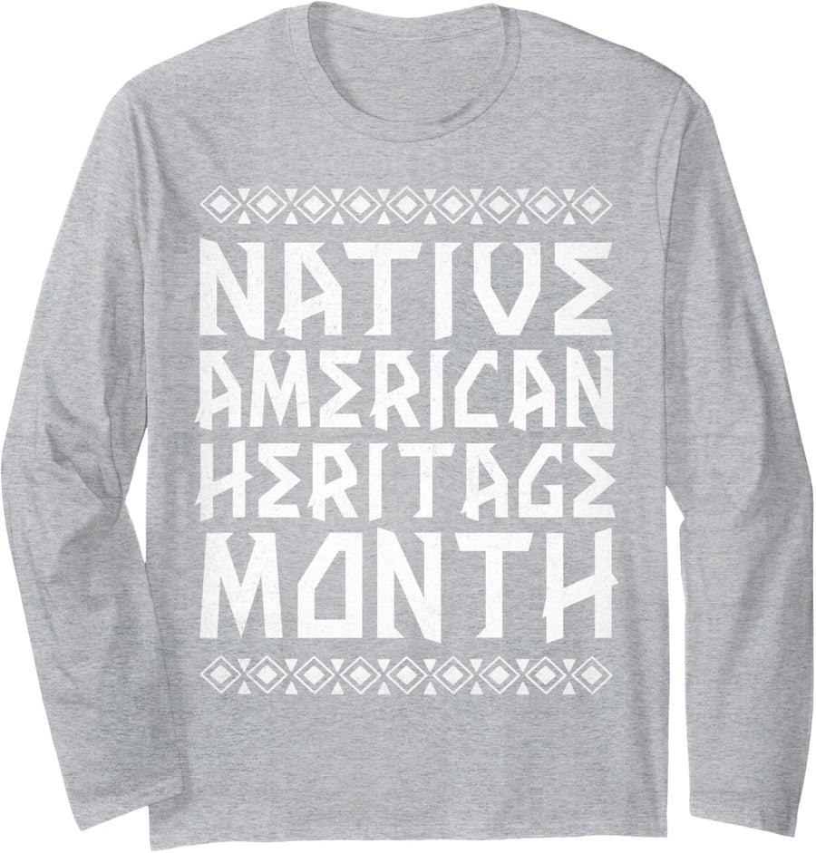Indigenous Native American Heritage Month, Indigenous Pride Long Sleeve T-Shirt - Adult Unisex Heather Grey