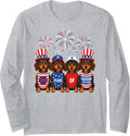 250 Anniversary USA Shirt Dog Dachshund 4th of July Long Sleeve T-Shirt - Adult Unisex Heather Grey