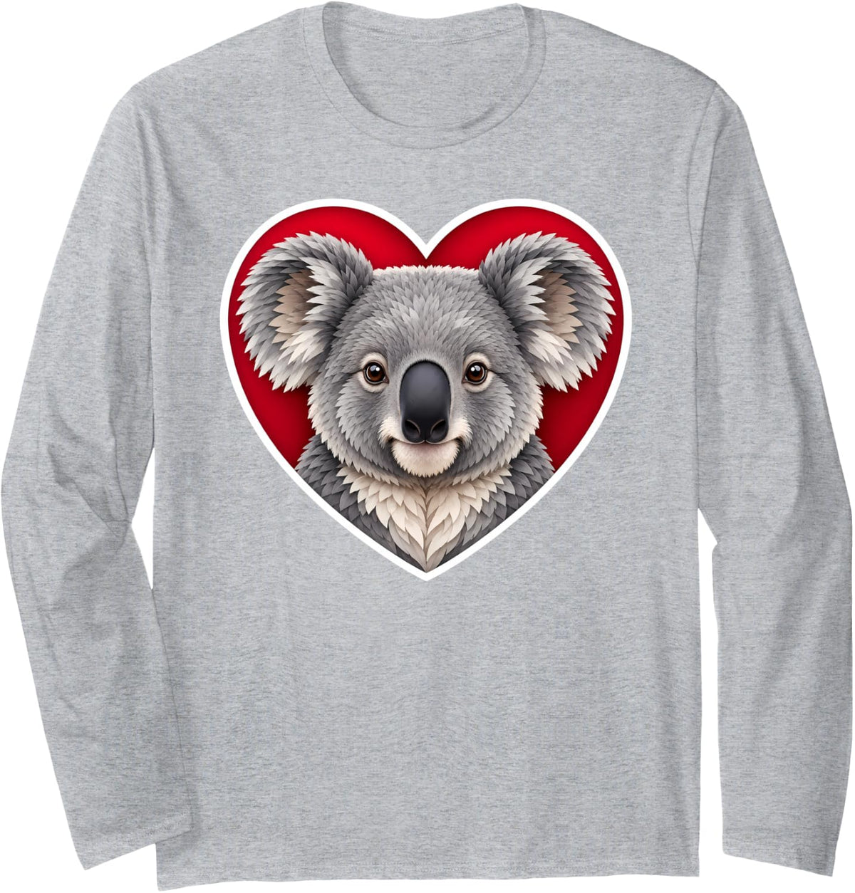 Koala Heart Long Sleeve T-Shirt - Adult Unisex Heather Grey