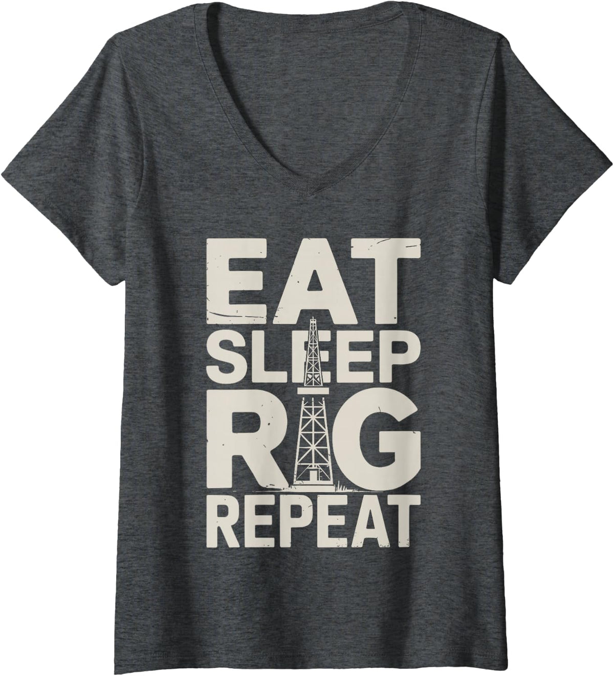 Women's Funny Oil Worker Art for Men Boys Oil Rig Oilfield Roughneck V-Neck T-Shirt - Dark Heather Grey