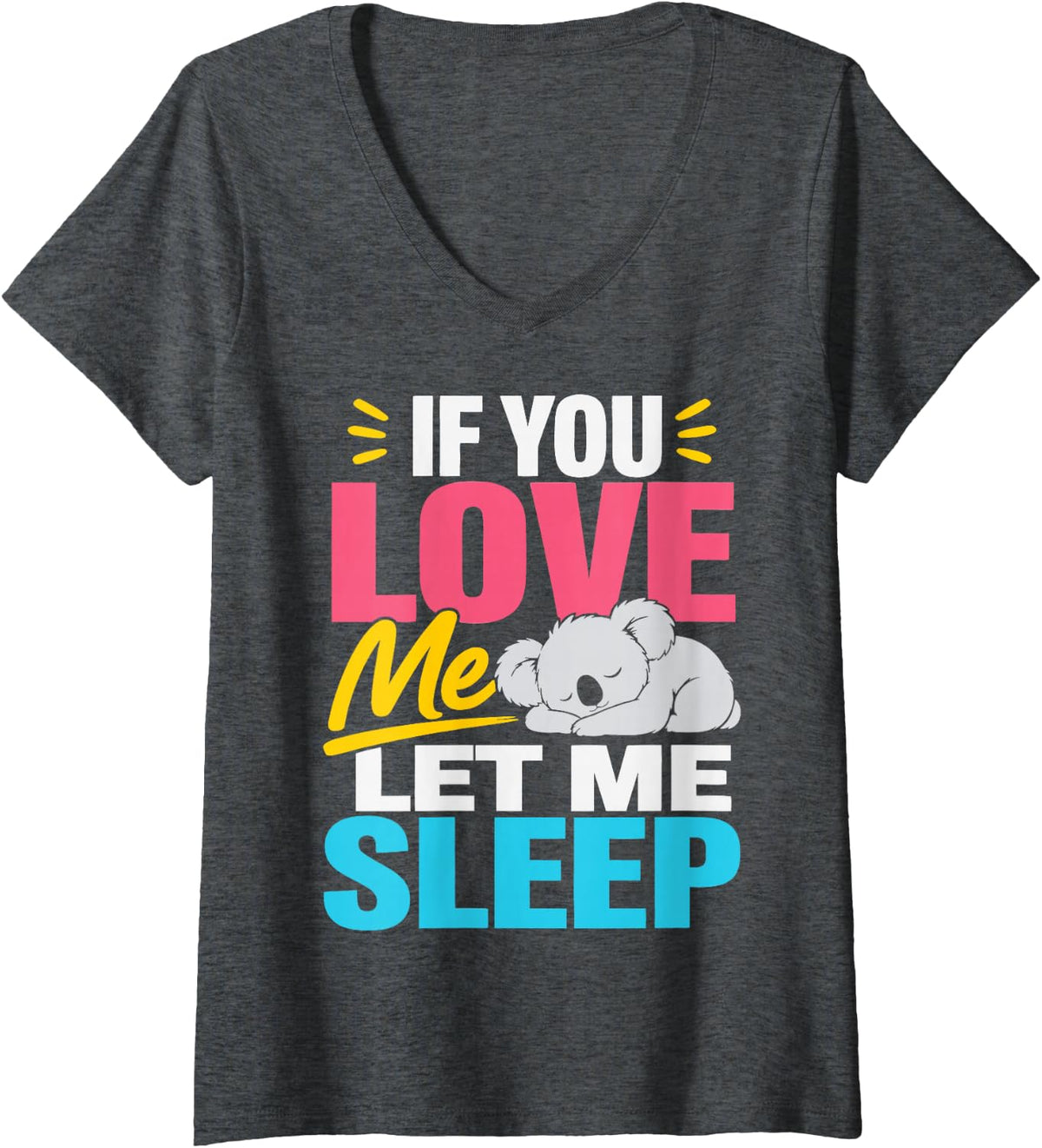 Women's Cute Koala V-Neck T-Shirt - Dark Heather Grey