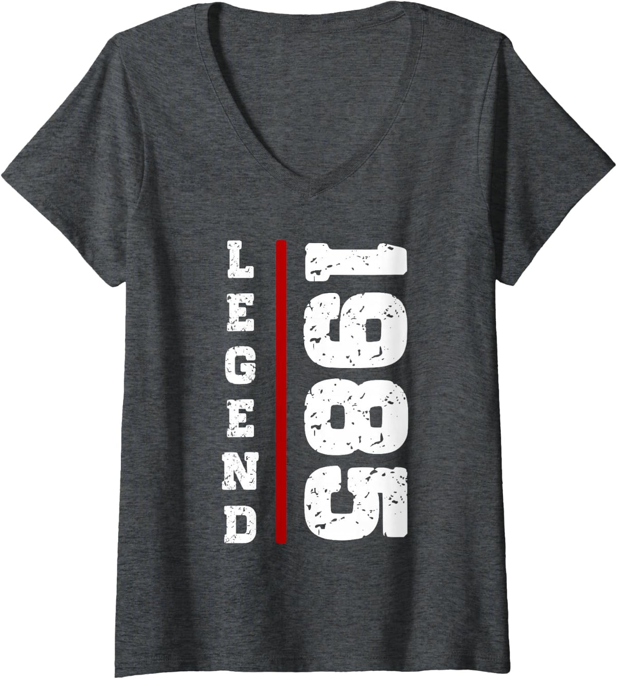 Women's Legend Since 1985 Vintage Birthday V-Neck T-Shirt - Dark Heather Grey