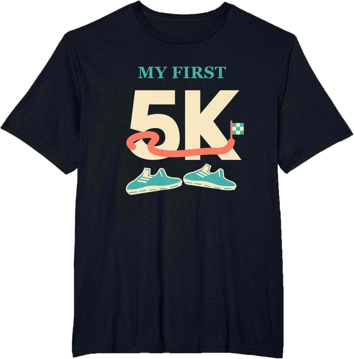 My First 5K Running Milestone Beginner Runner Gift T-Shirt - Black