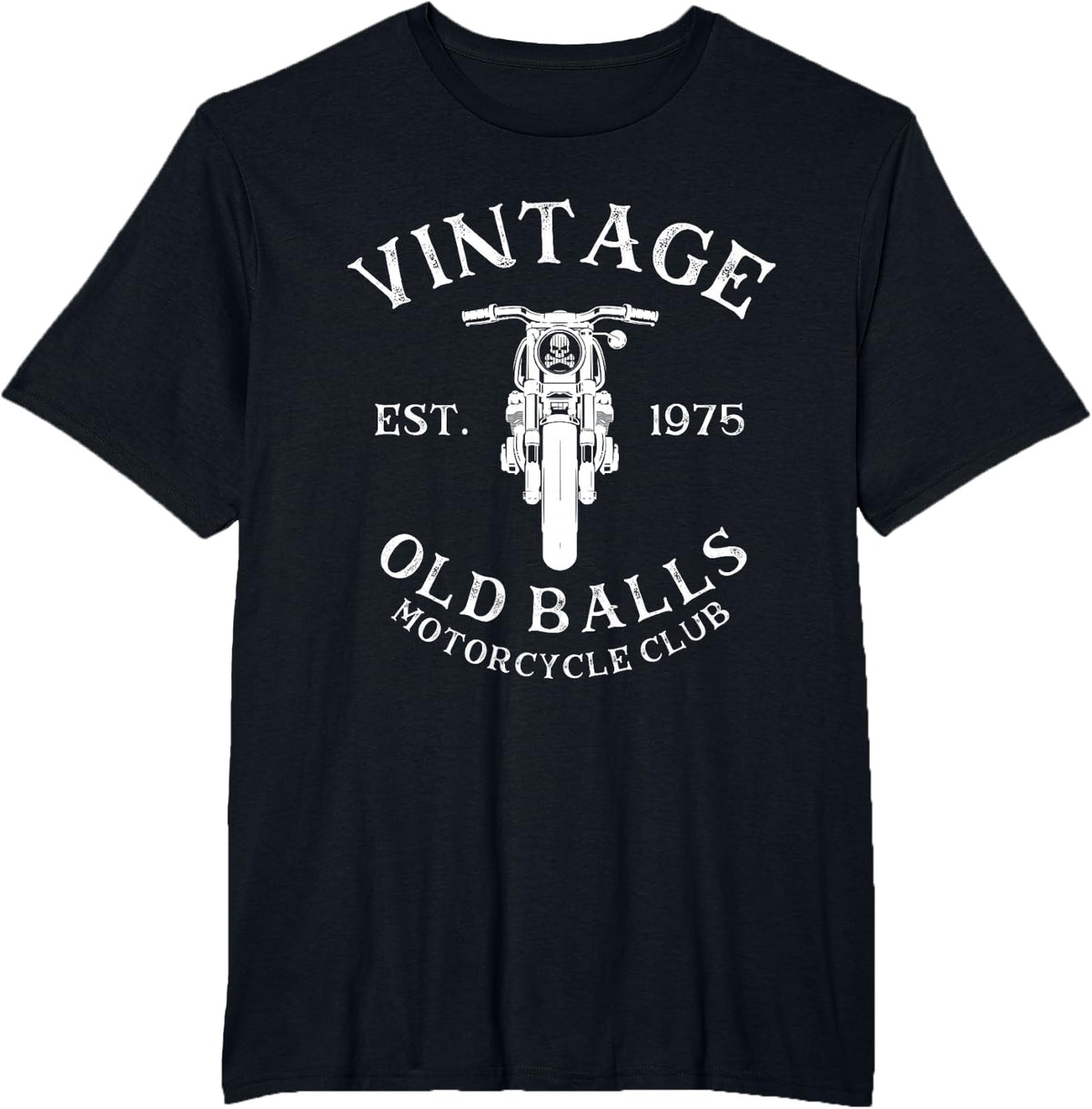 Vintage 45th Birthday Est. 1975 Old Balls Motorcycle Club T-Shirt - Black