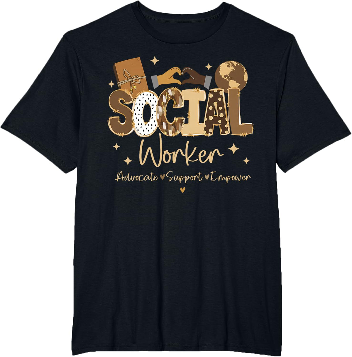 Advocate Support Empower Social Worker Black History Month T-Shirt - Black