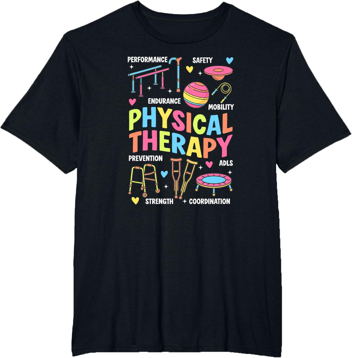 Physical Therapy Month Physical Therapist Groovy PT T-Shirt - Black