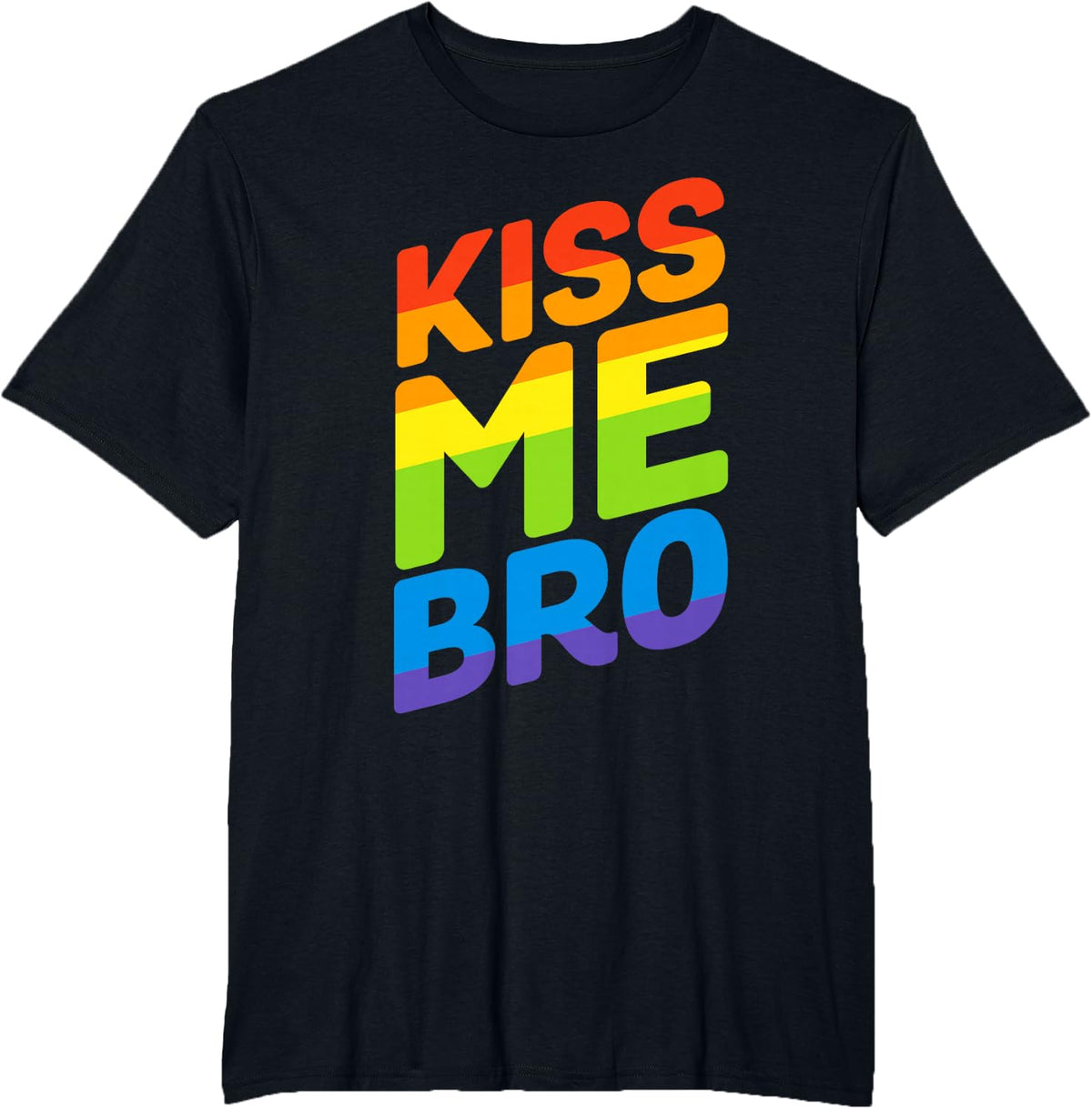 Kiss Me Bro Rainbow Flag LGBT Gay Pride T-Shirt - Black