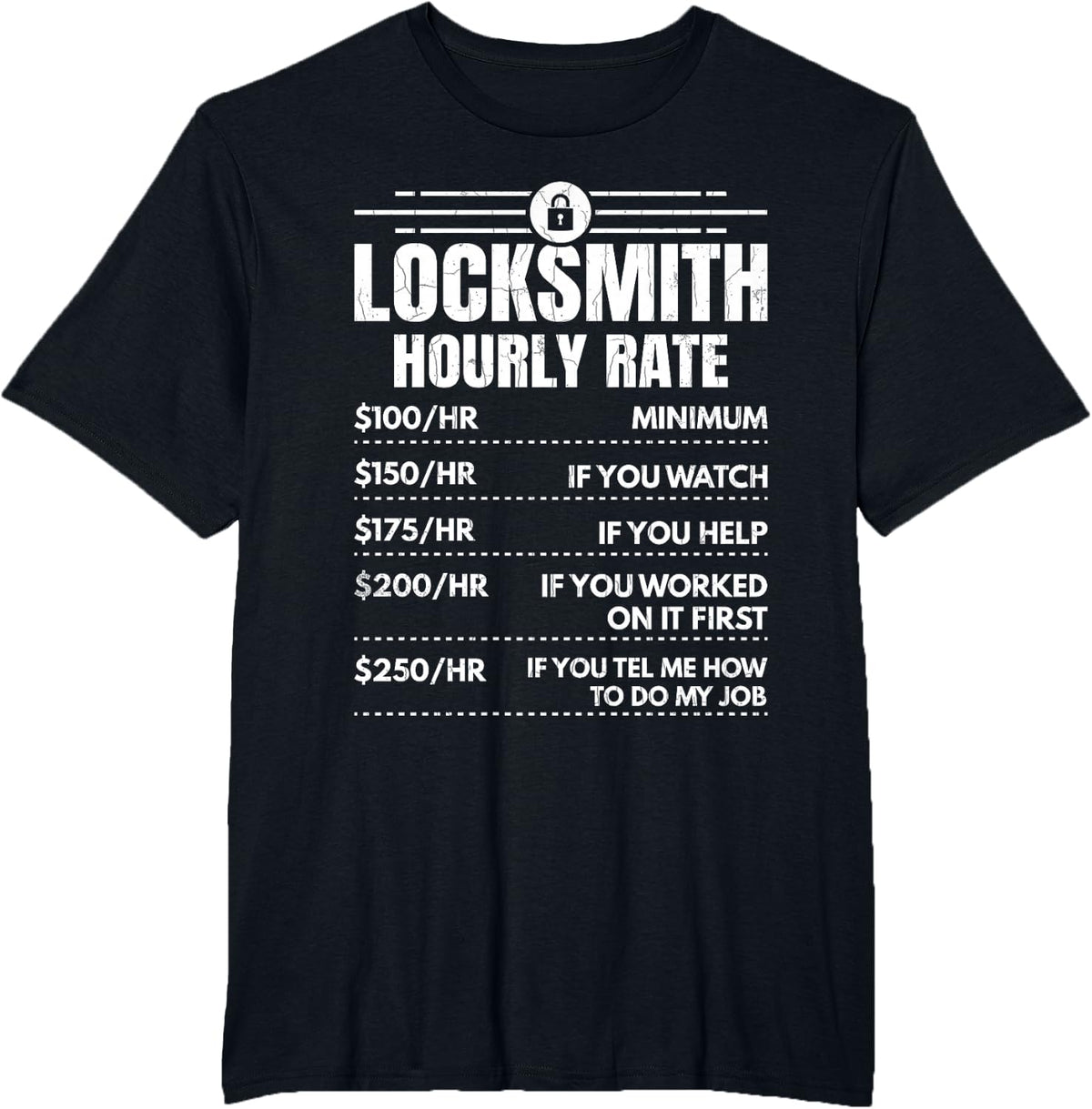 Locksmith Hourly Rate Locksmithing Lock Picking Graphic T-Shirt - Black