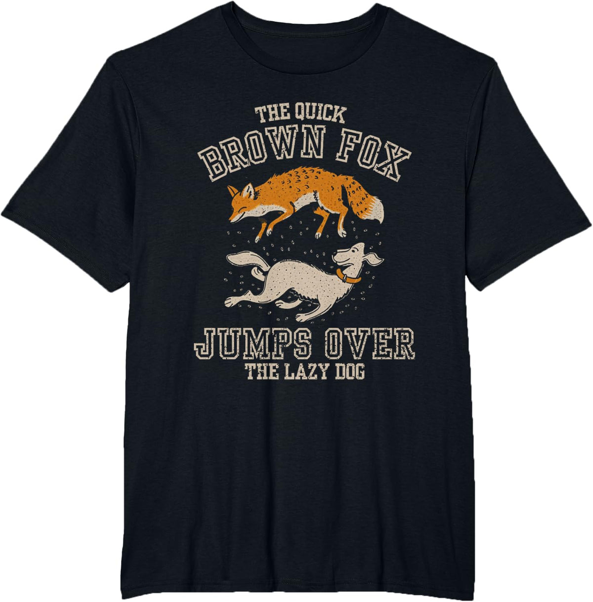 The Quick Brown Fox Jumps Over the Lazy Dog Typographer T-Shirt - Black