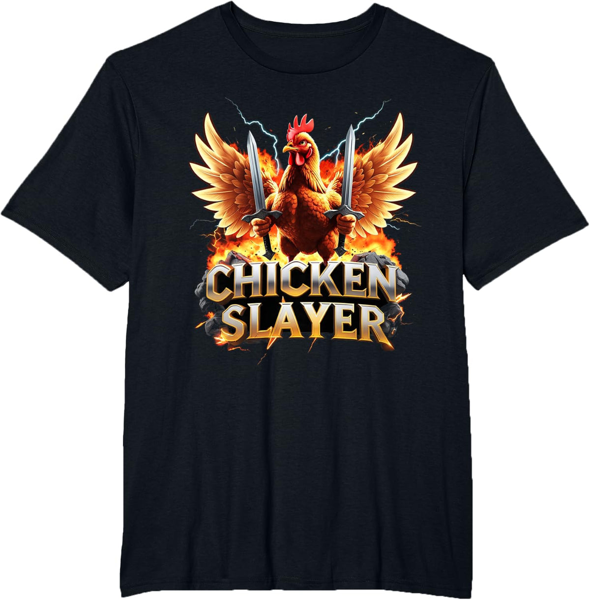 Chicken Slayer – Funny Meme Graphic for Chicken Lovers T-Shirt - Black
