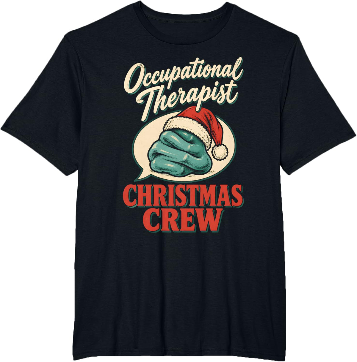 Occupational Therapist Christmas Crew Vintage Holiday T-Shirt - Black