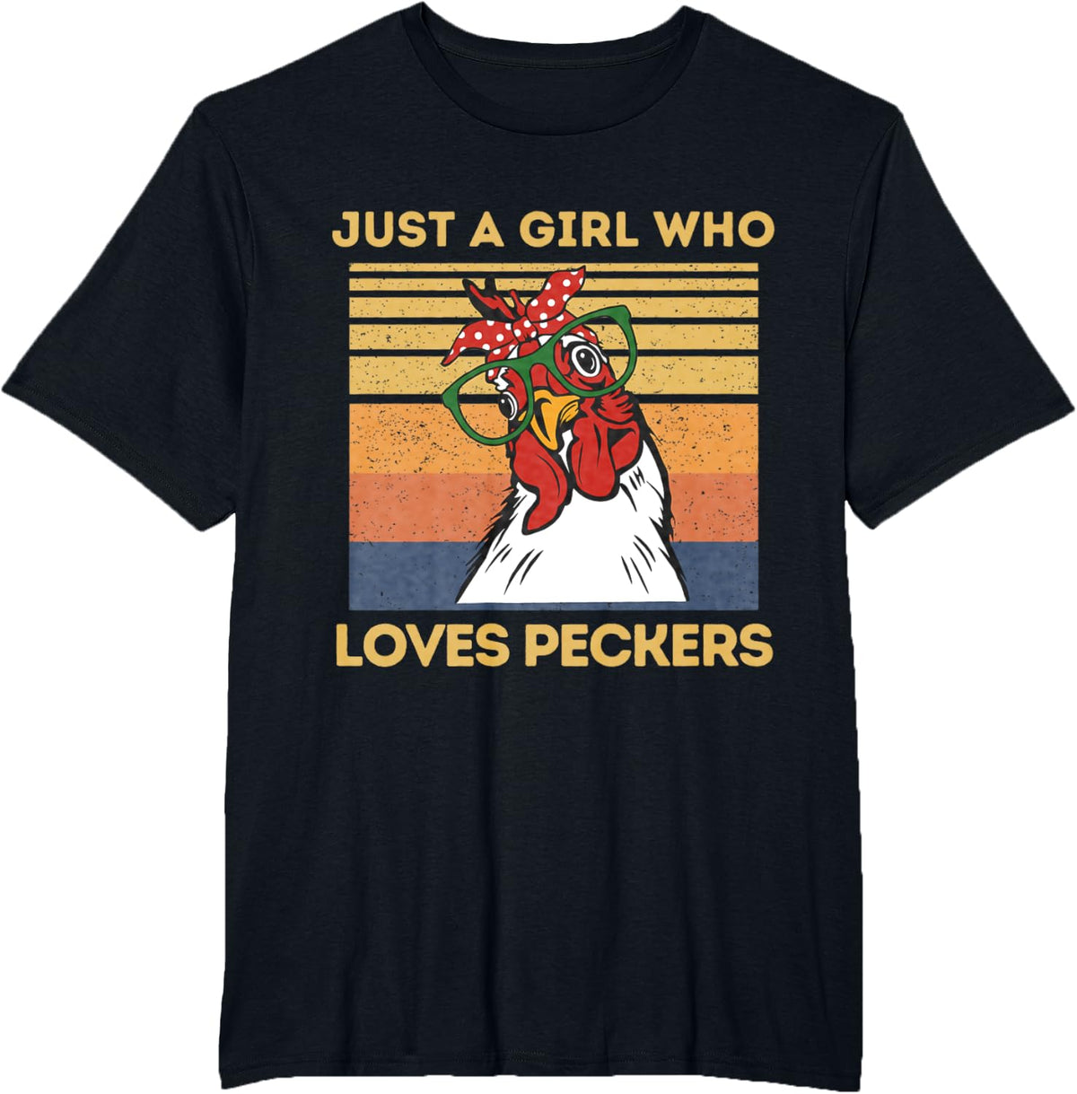 Just A Girl That Loves Peckers Funny Chicken Woman Tee T-Shirt - Black