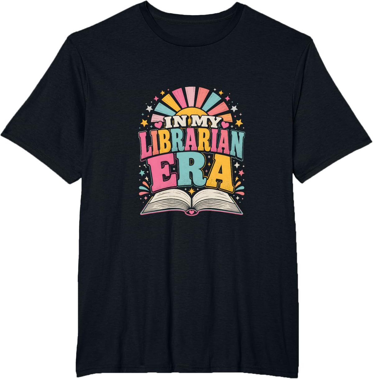 in My Librarian Era School Librarian Bookworm T-Shirt - Black
