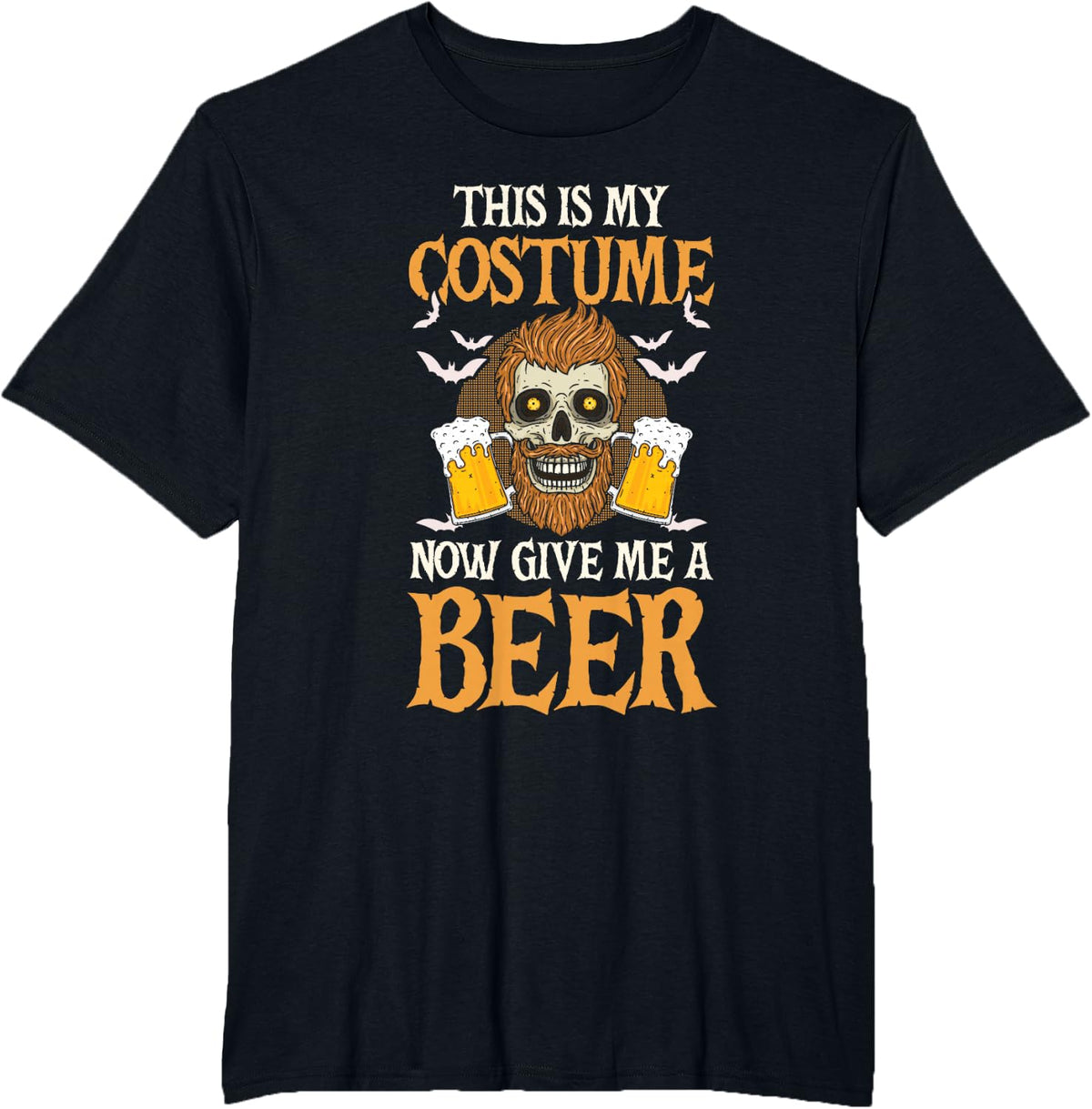Skeleton Halloween Trick or Treat Beer T-Shirt - Black