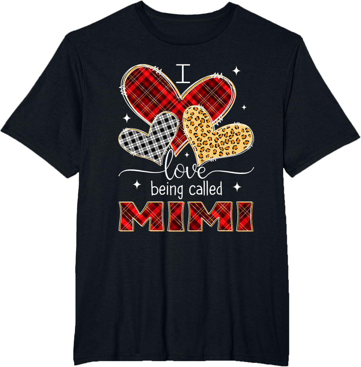 I Love Being Called Mimi Leopard Heart T-Shirt - Black