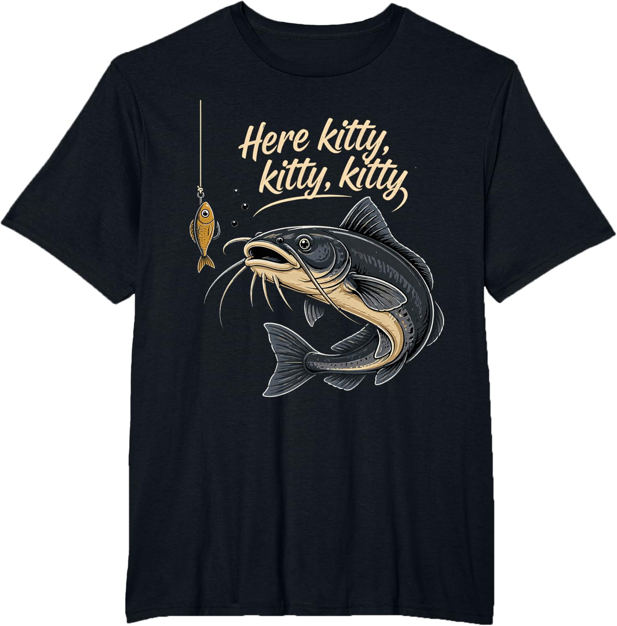 Funny Catfish Fishing Men Women Catfishing T-Shirt - Black