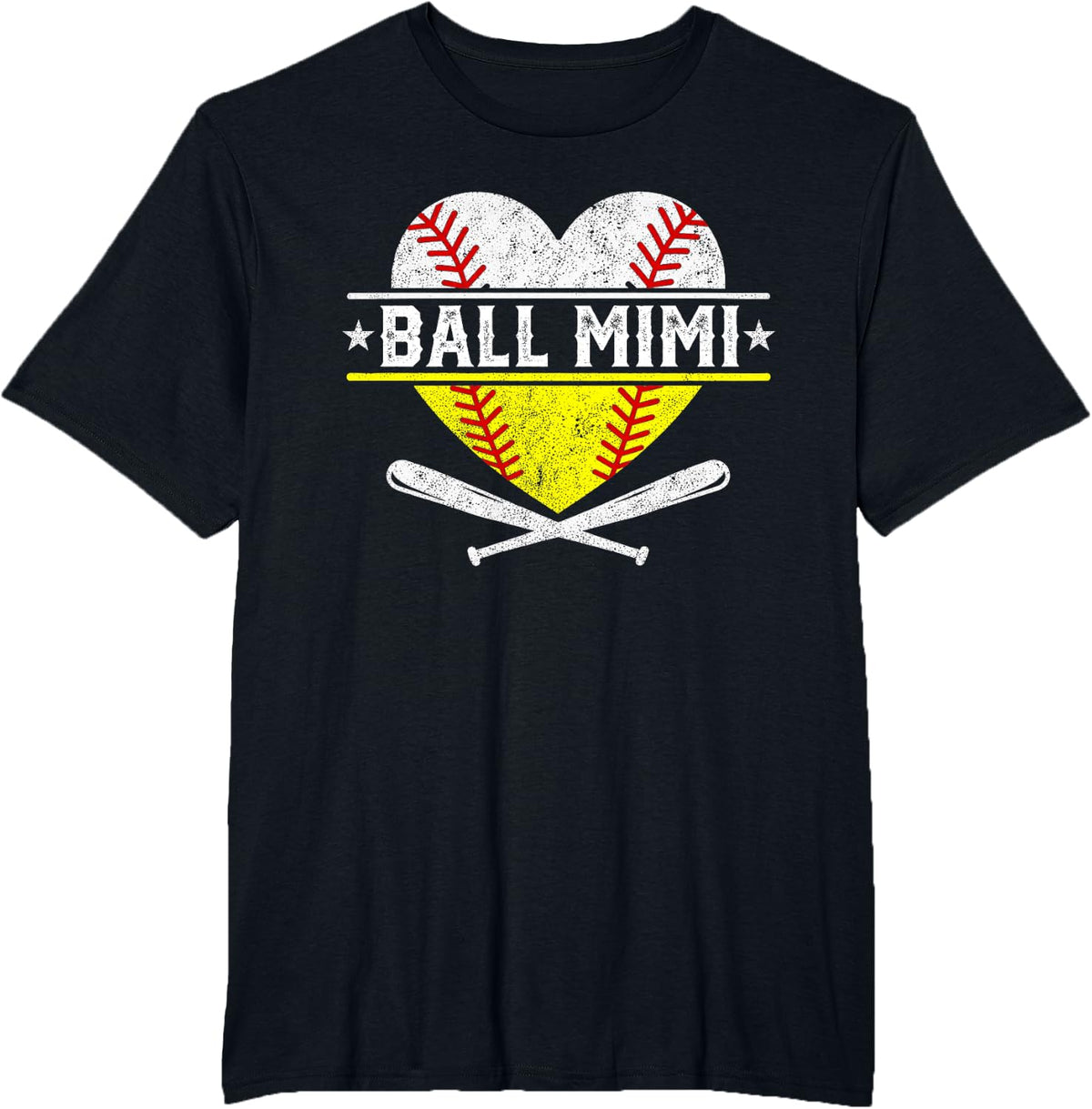 Ball Mimi Baseball Softball Player Lover T-Shirt - Black