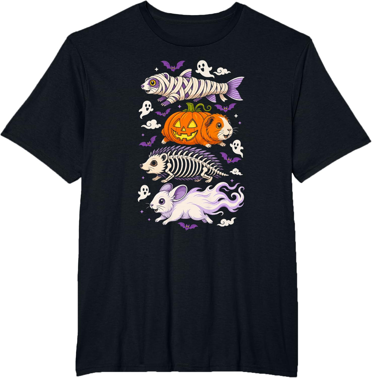 Halloween Ferret Guinea Pig Hedgehog Chinchilla T-Shirt - Black