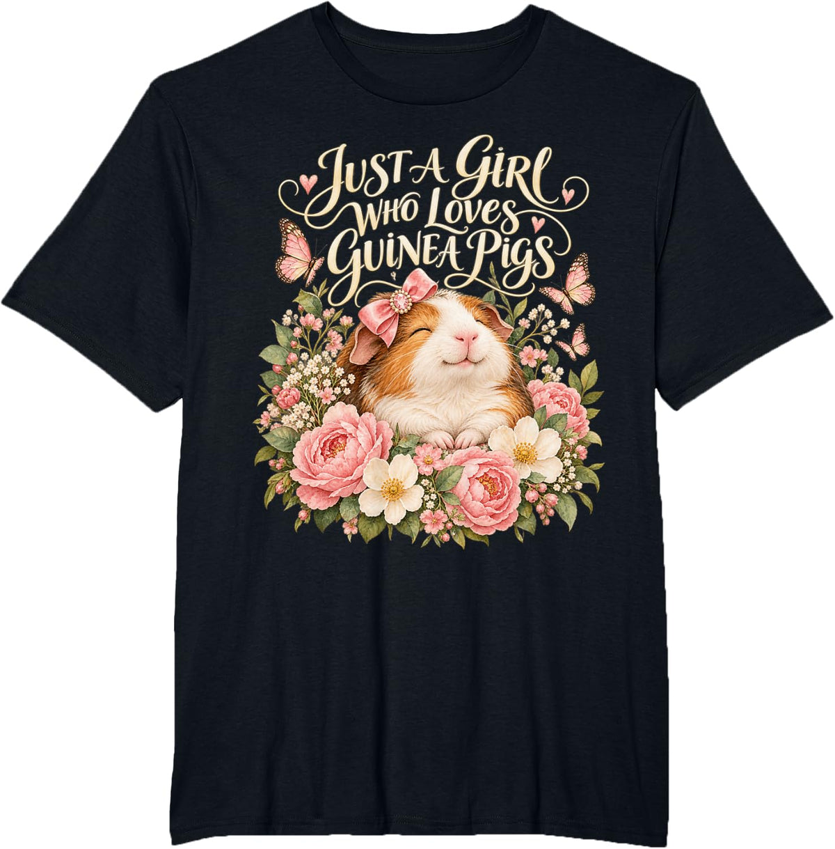 Just A Girl Who Loves Guinea Pigs Cute Animal T-Shirt - Black