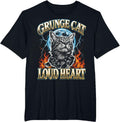 Guitar Punker Rebel Punk Rock Underground Grunge Cat T-Shirt - Black