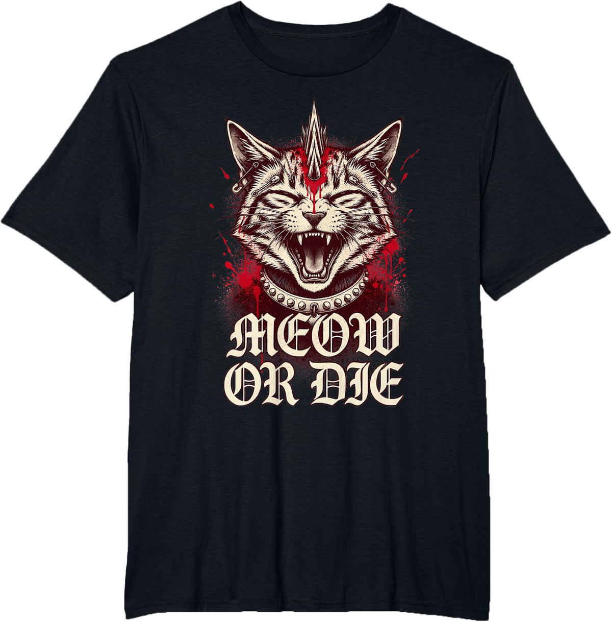 Meow Punk Rock Music Festival Rebel Funny Punker T-Shirt - Black