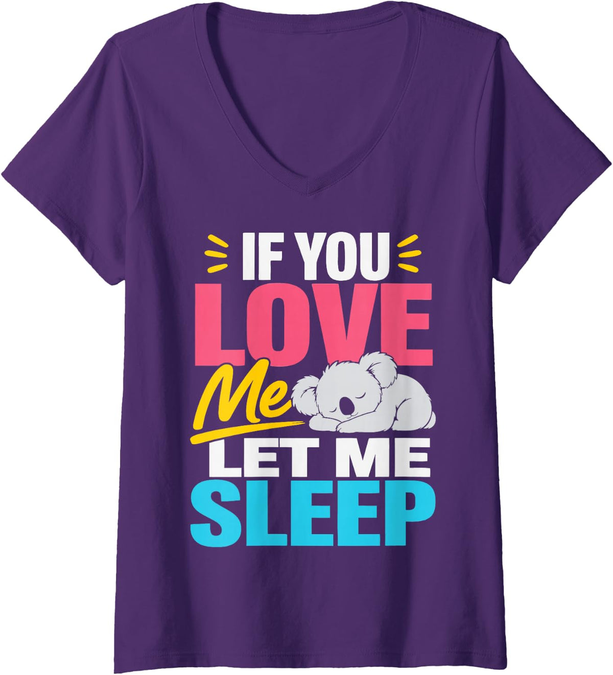Women's Cute Koala V-Neck T-Shirt - Purple