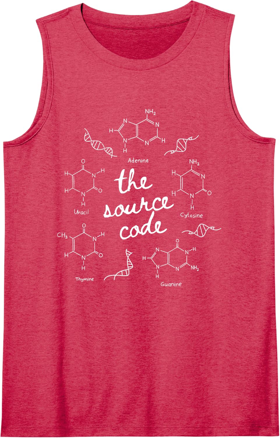 DNA Nucleotides Source Code Genetics Biology Laboratory Sleeveless Tank Top - Red