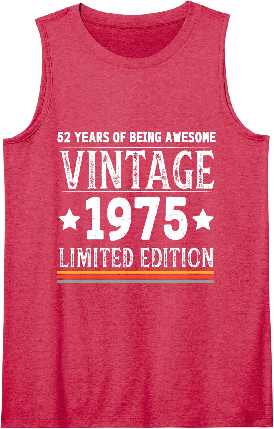 1975 Vintage 52nd Birthday 2027-52 Years of Being Awesome Sleeveless Tank Top - Red