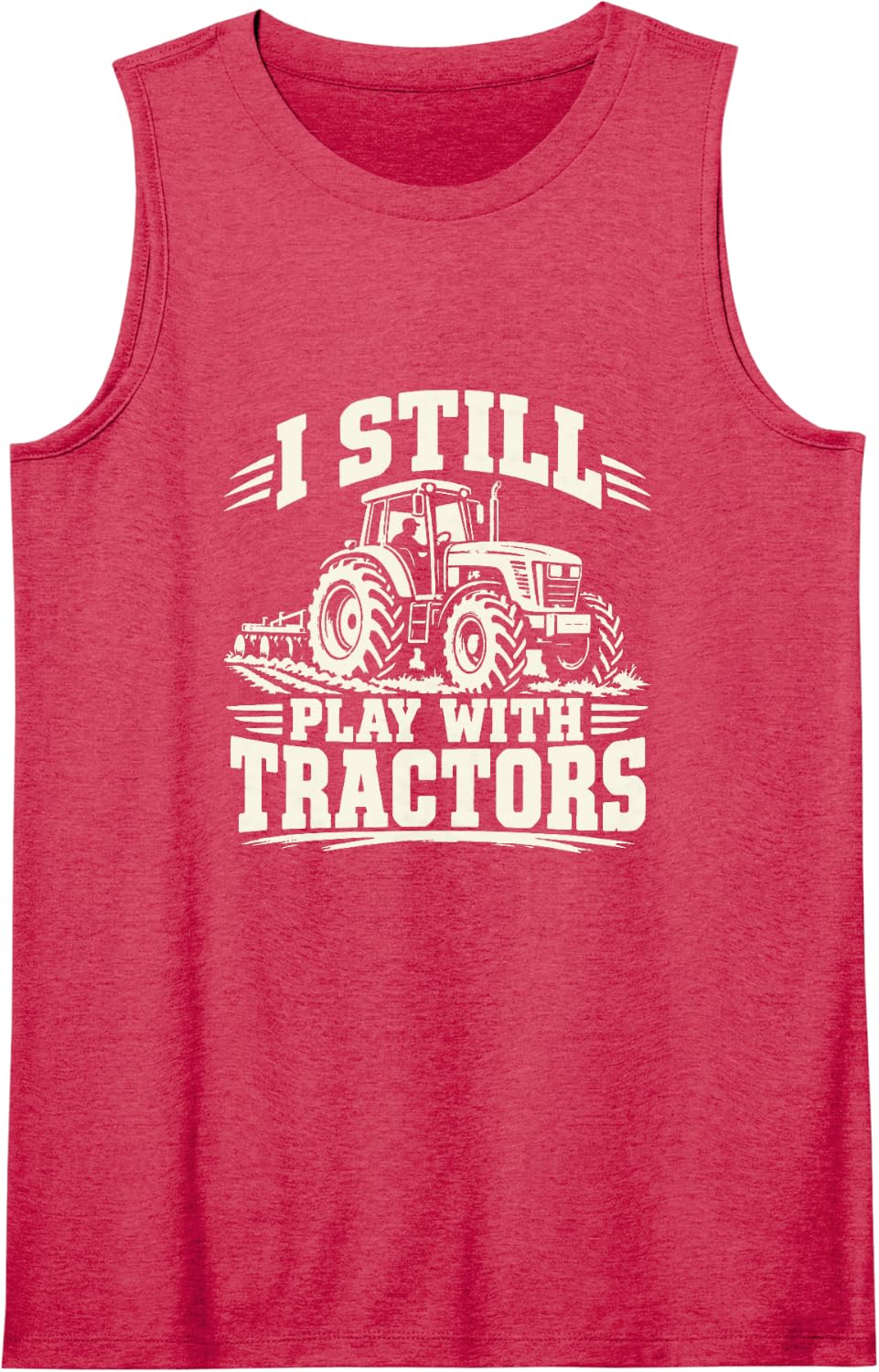 Tractor Silhouette Funny Farming Sleeveless Tank Top - Red
