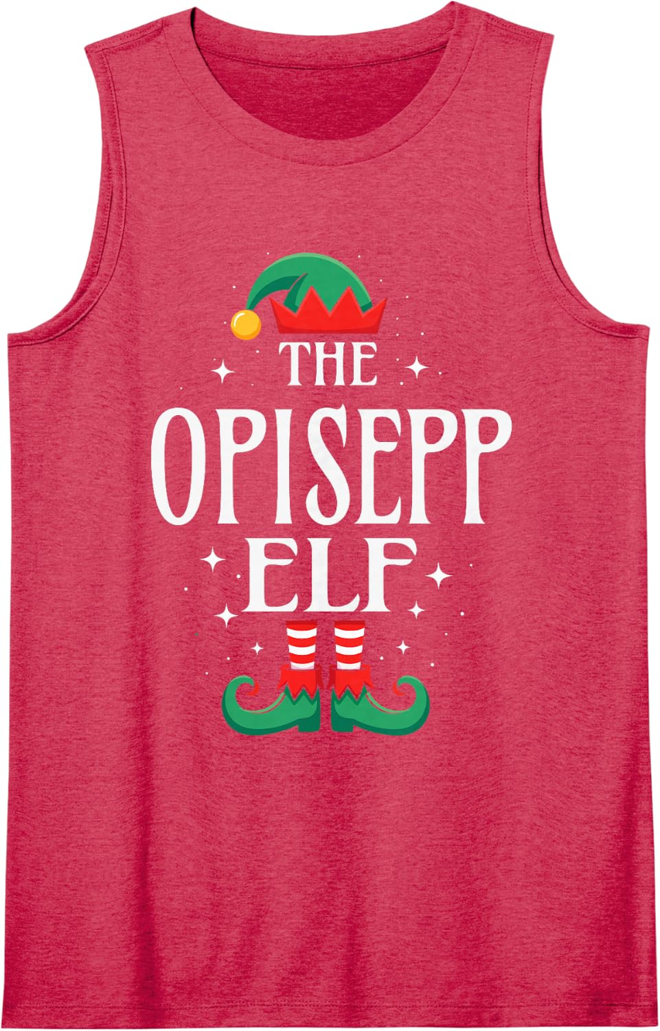 The Opisepp Elf Funny Christmas Grandpa Matching Family Sleeveless Tank Top - Red