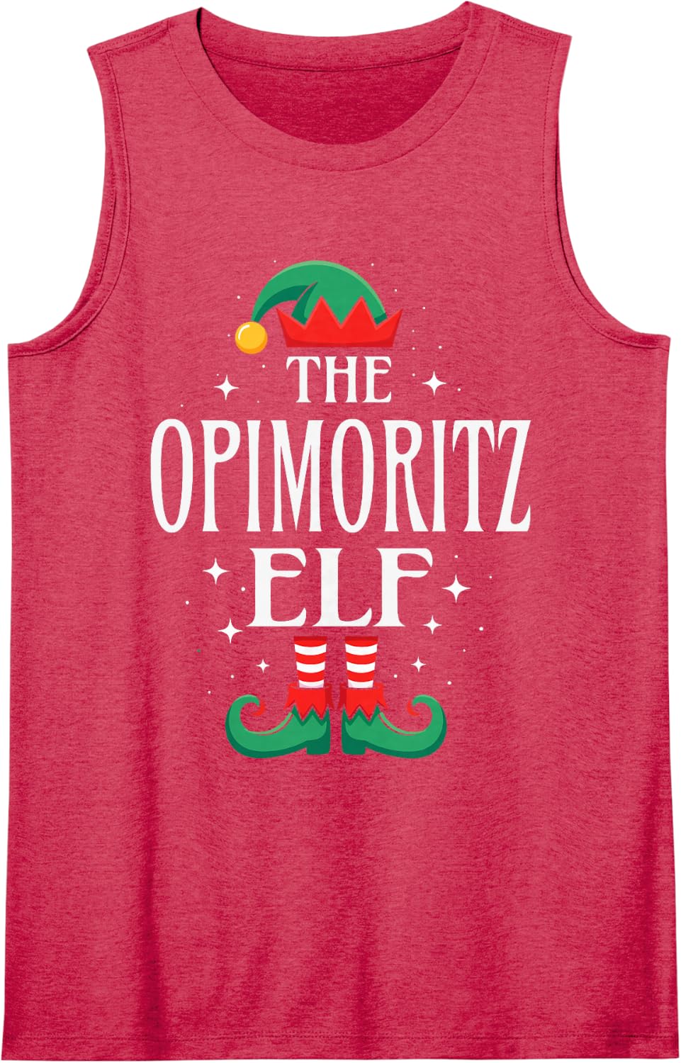 The Opimoritz Elf Funny Christmas Grandpa Matching Family Sleeveless Tank Top - Red