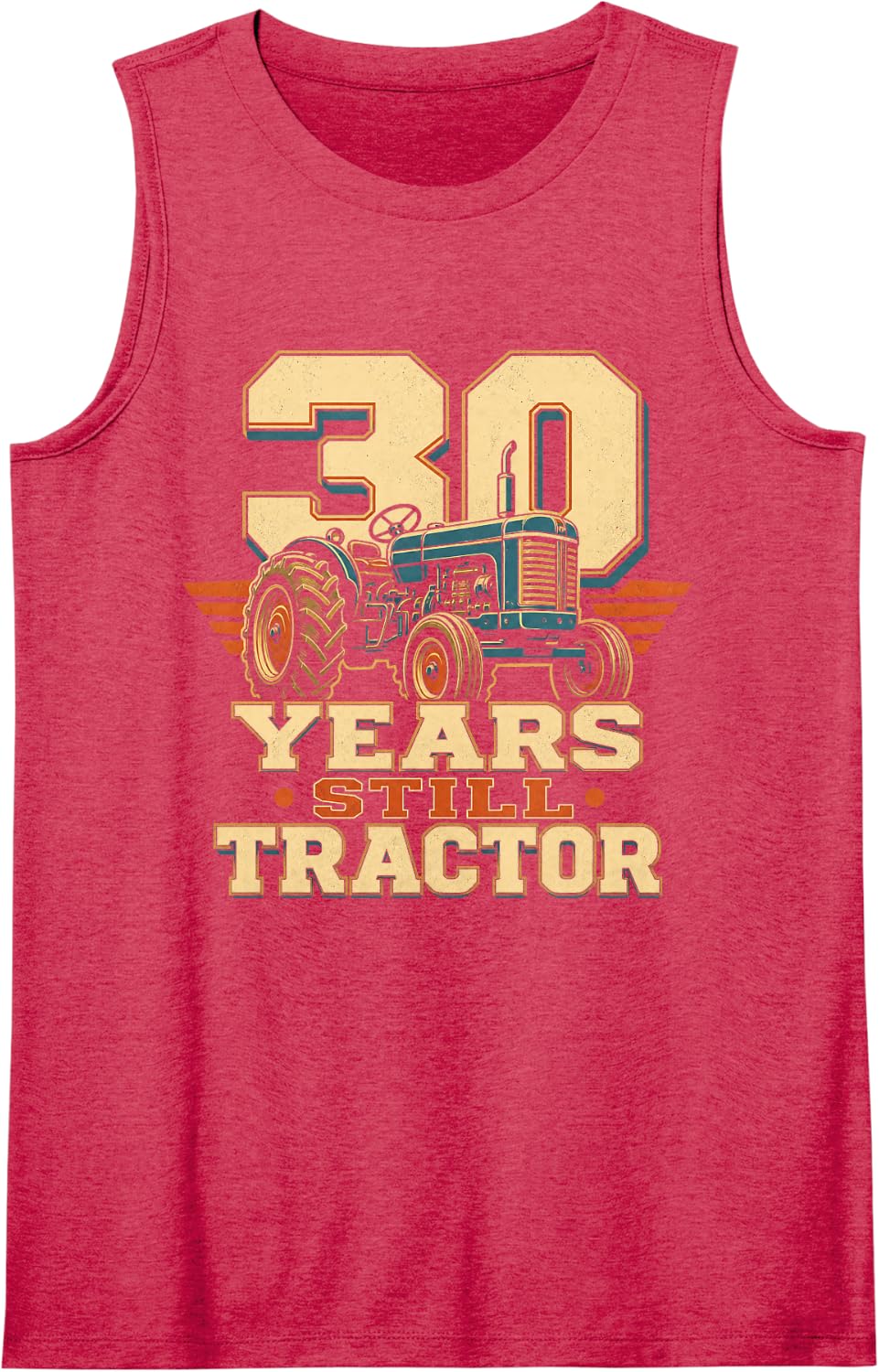 50 Years Still Tractor Vintage Farm Anniversary Sleeveless Tank Top - Red