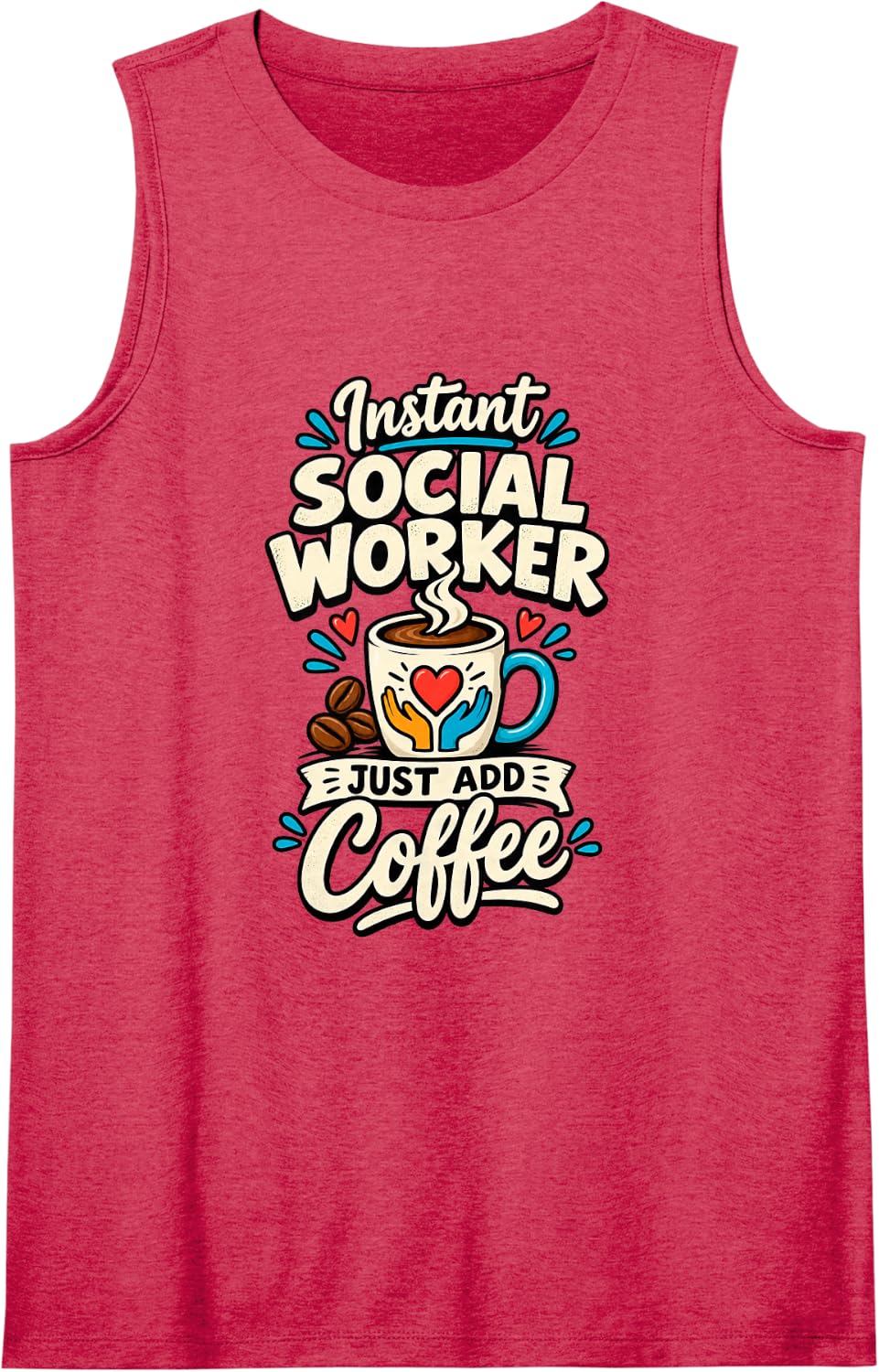 Funny Social Worker Coffee Lover Human Services Sleeveless Tank Top - Red