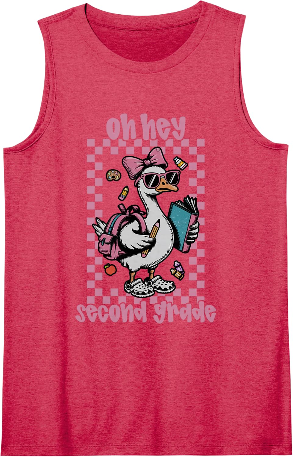 Oh Hey Second Grade Goose 2nd Grade Teacher Back to School Sleeveless Tank Top - Red