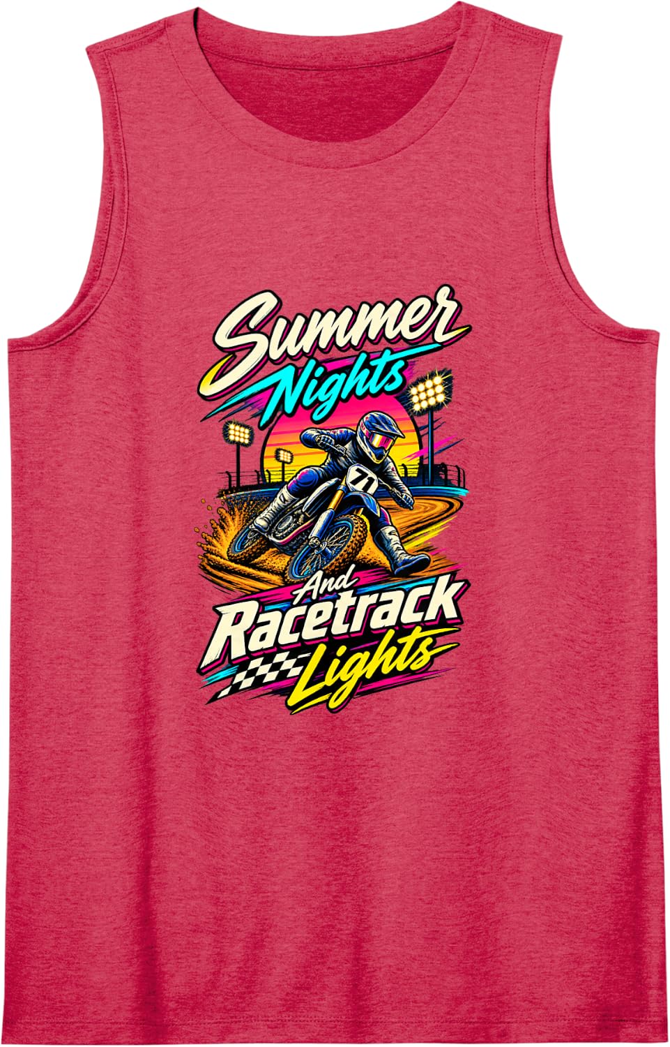 Motorcycle Racing Racetrack Lights Rider Sleeveless Tank Top - Red
