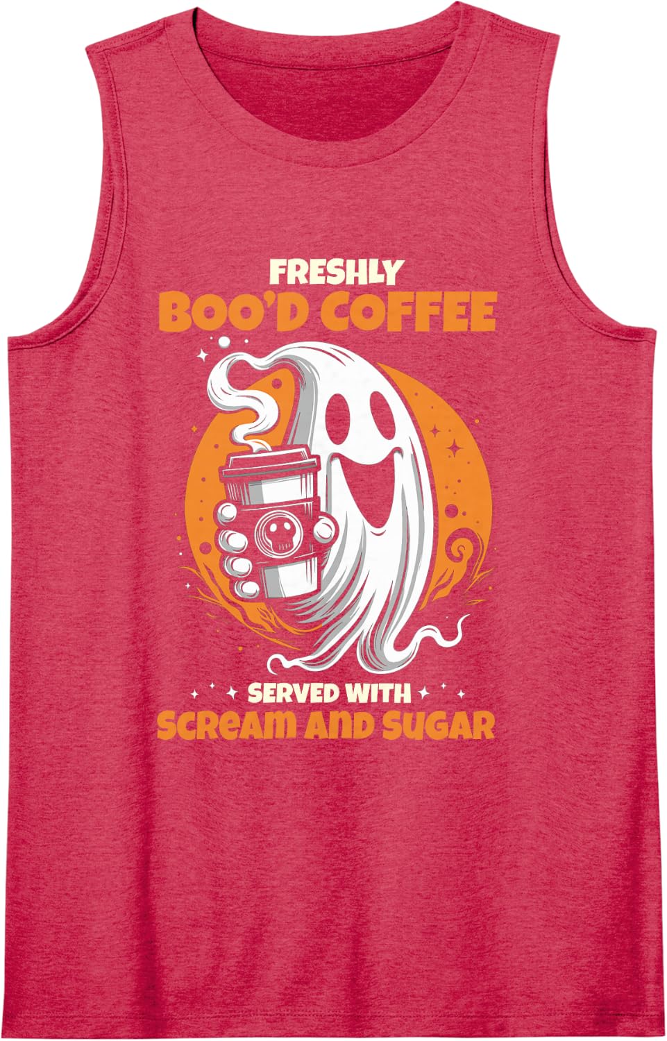 Halloween Freshly Boo'd Coffee Haunted Spooky Coffee Lover Sleeveless Tank Top - Red