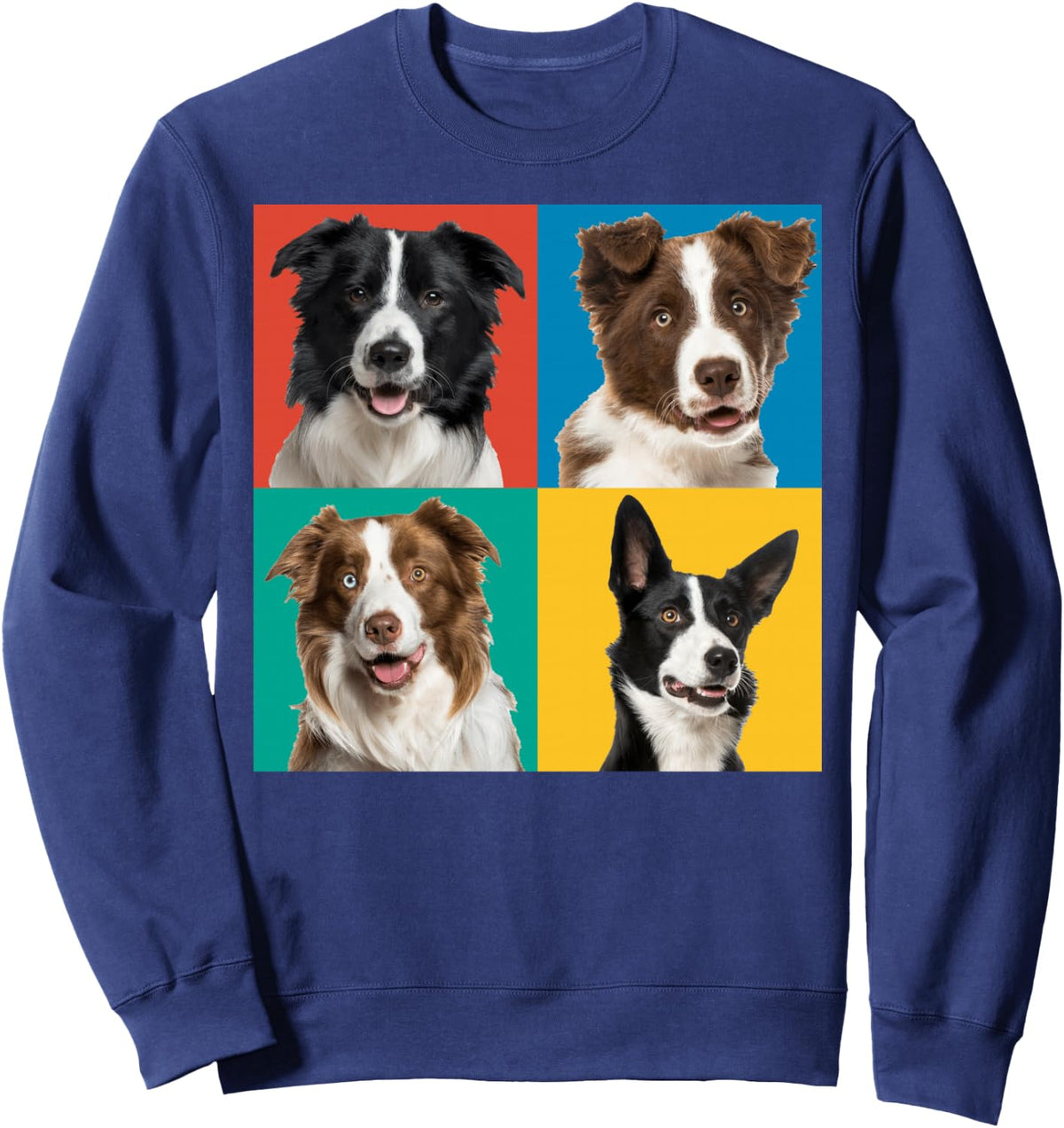 Border Collie colorful portrait photos for dog owners Sweatshirt - Adult Unisex Navy Blue